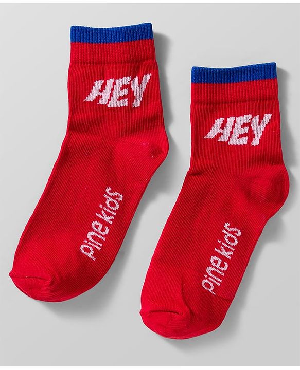 Pine Kids Cotton Knit Ankle Length Socks With Text Design Pack Of 5 ( Colour May Vary )
