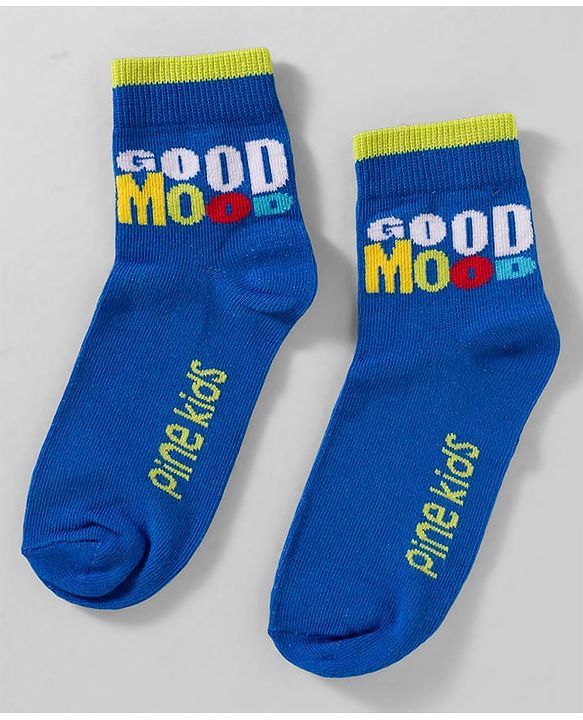 Pine Kids Cotton Knit Ankle Length Socks With Text Design Pack Of 5 ( Colour May Vary )