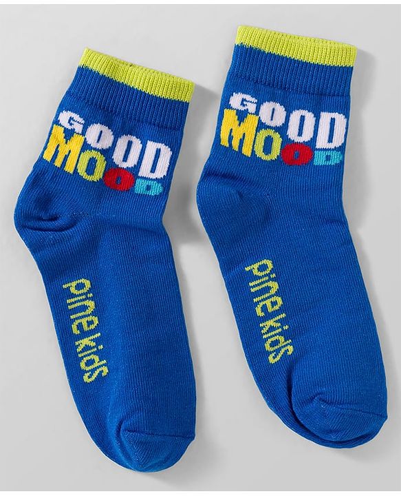 Pine Kids Cotton Knit Ankle Length Socks With Text Design Pack Of 5 ( Colour May Vary )