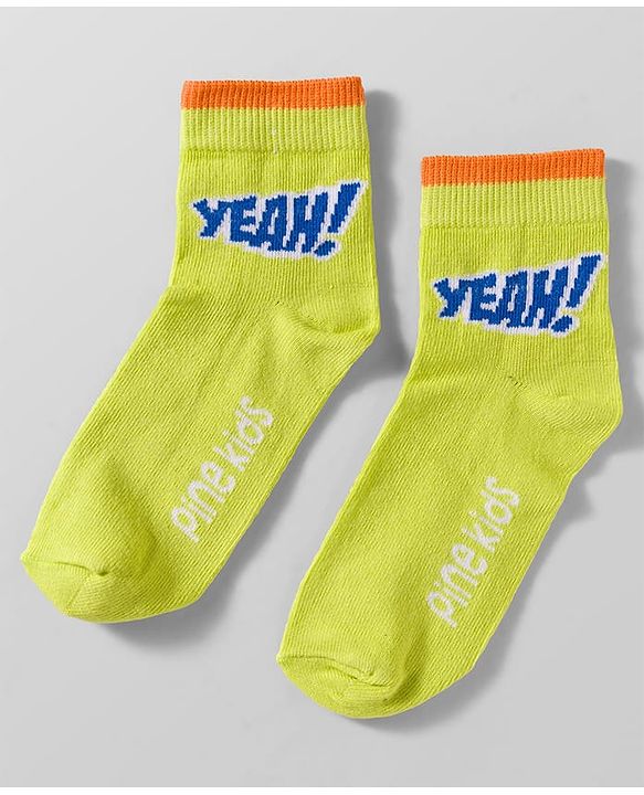Pine Kids Cotton Knit Ankle Length Socks With Text Design Pack Of 5 ( Colour May Vary )