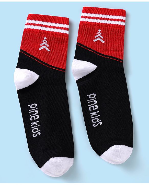 Pine Kids Knit Ankle Length Silvadur Antimicrobial Socks with Text Design Pack of 3 - Black & White