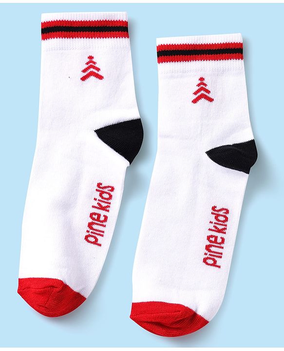 Pine Kids Knit Ankle Length Silvadur Antimicrobial Socks with Text Design Pack of 3 - Black & White