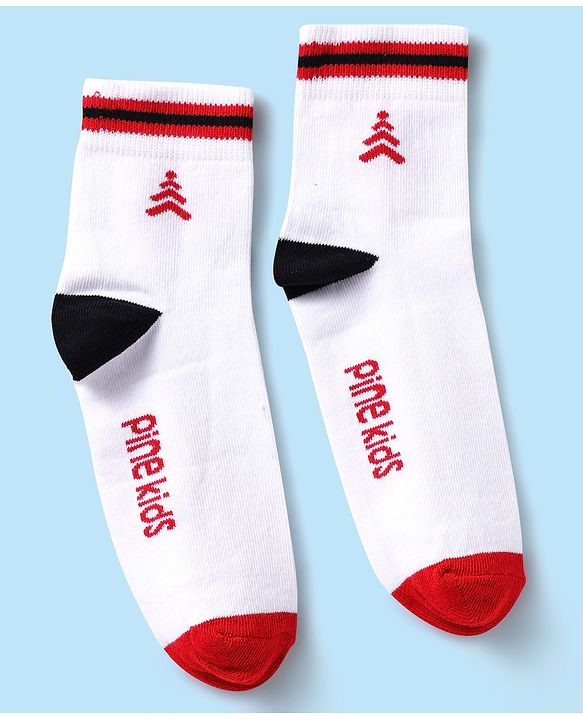 Pine Kids Knit Ankle Length Silvadur Antimicrobial Socks with Text Design Pack of 3 - Black & White