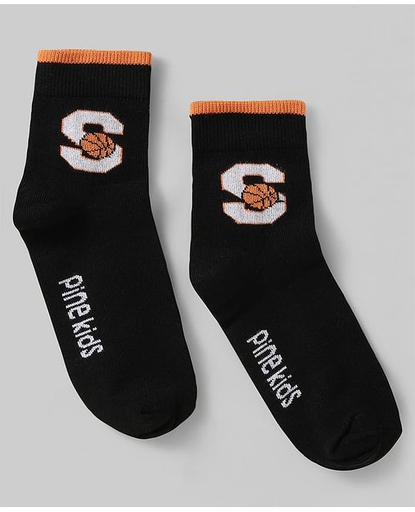 Pine Kids Knit Ankle Length Silvadur Antimicrobial Socks with Basketball Design Pack of 5 - Multicolor