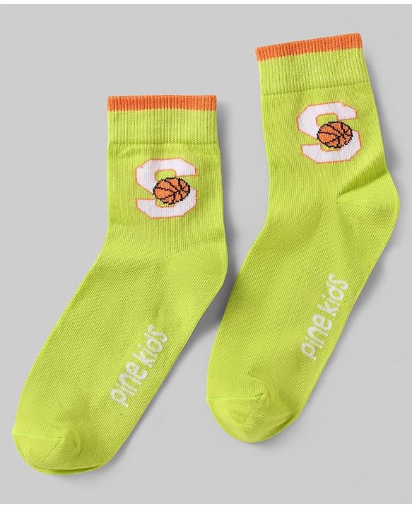 Pine Kids Knit Ankle Length Silvadur Antimicrobial Socks with Basketball Design Pack of 5 - Multicolor