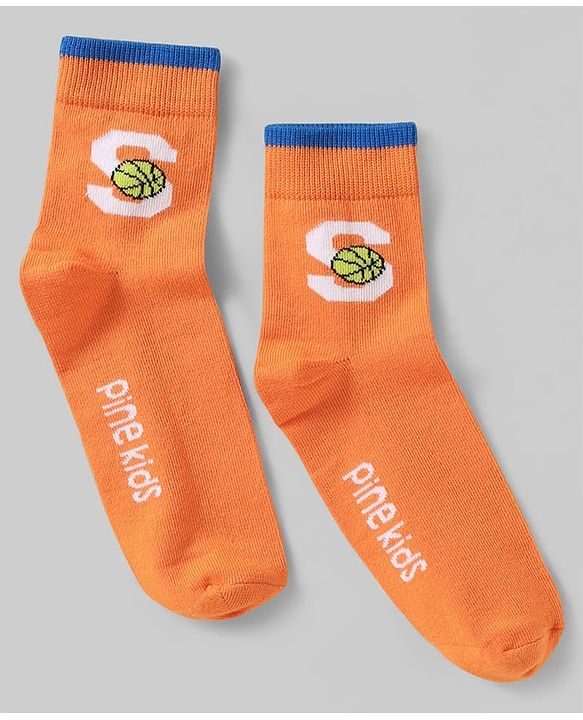 Pine Kids Knit Ankle Length Silvadur Antimicrobial Socks with Basketball Design Pack of 5 - Multicolor
