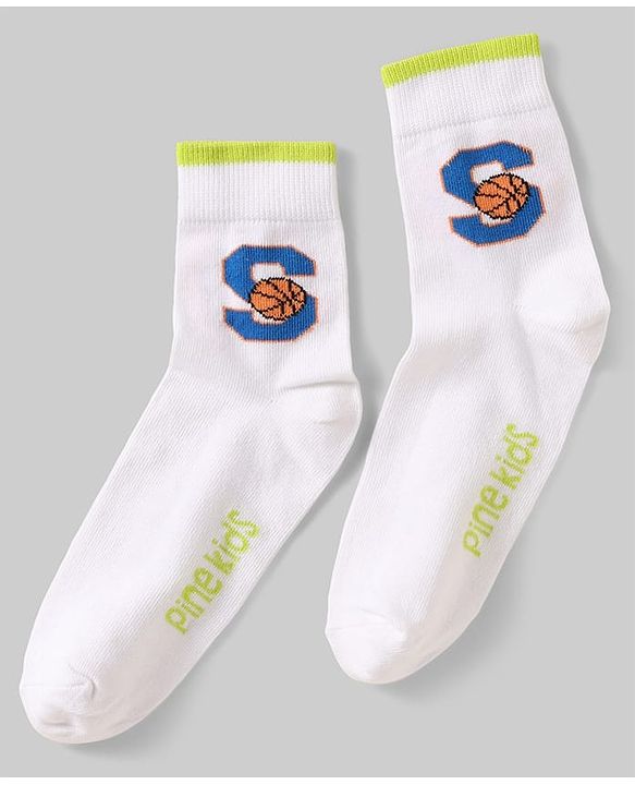 Pine Kids Knit Ankle Length Silvadur Antimicrobial Socks with Basketball Design Pack of 5 - Multicolor