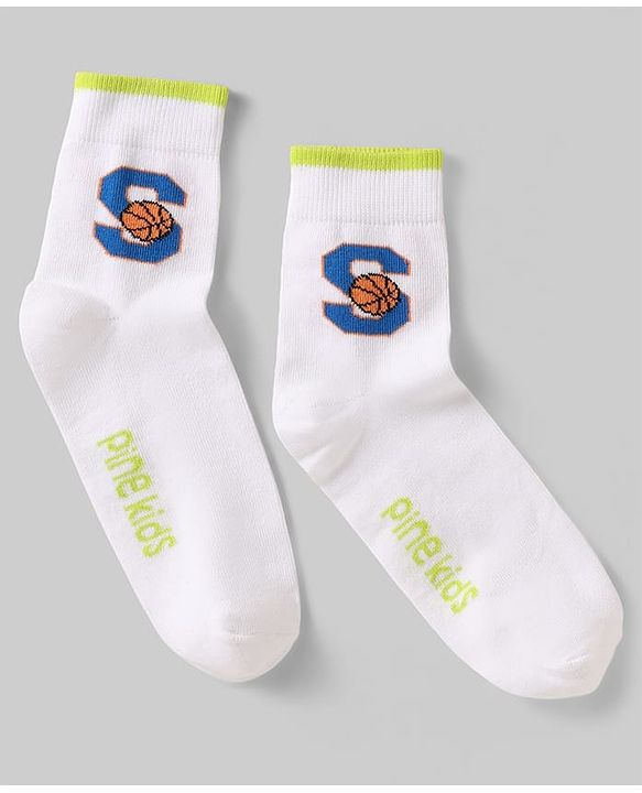 Pine Kids Knit Ankle Length Silvadur Antimicrobial Socks with Basketball Design Pack of 5 - Multicolor