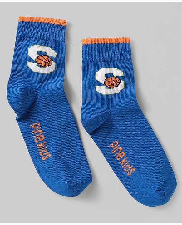 Pine Kids Knit Ankle Length Silvadur Antimicrobial Socks with Basketball Design Pack of 5 - Multicolor