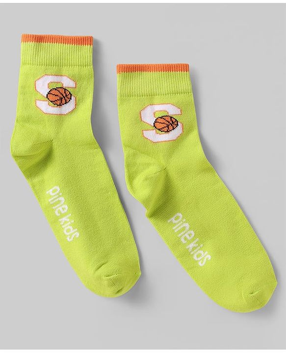 Pine Kids Knit Ankle Length Silvadur Antimicrobial Socks with Basketball Design Pack of 5 - Multicolor