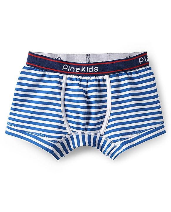 Pine Kids Cotton Knit Trunks with Stripe Design & Car Print Pack of 3 - Red & Blue