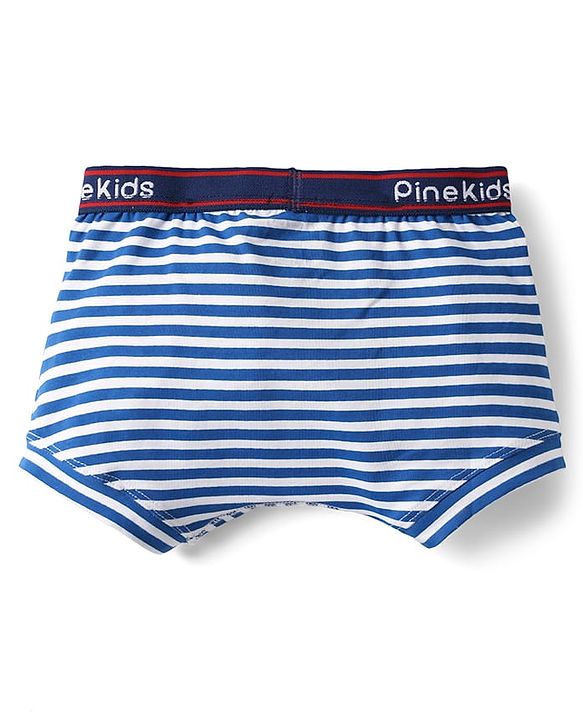 Pine Kids Cotton Knit Trunks with Stripe Design & Car Print Pack of 3 - Red & Blue
