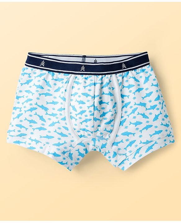Pine Kids Cotton Elastane Knit Trunks With Fish Print Pack Of 3 (Colour May Vary)