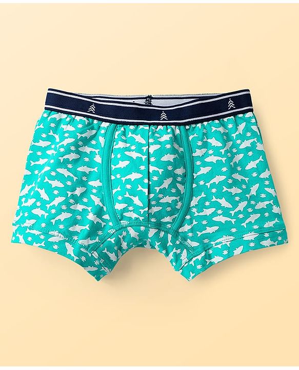 Pine Kids Cotton Elastane Knit Trunks With Fish Print Pack Of 3 (Colour May Vary)