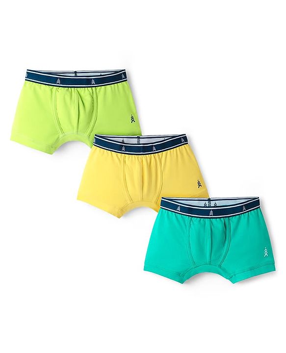 Pine Kids Cotton Elastane Knit Solid Colour Trunks Pack Of 3 (Colour May Vary)