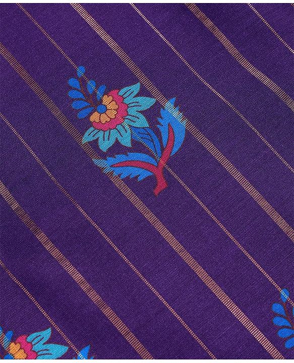 Pine Kids Woven Full Sleeves Kurta Pyjama Set With Floral Print - Purple