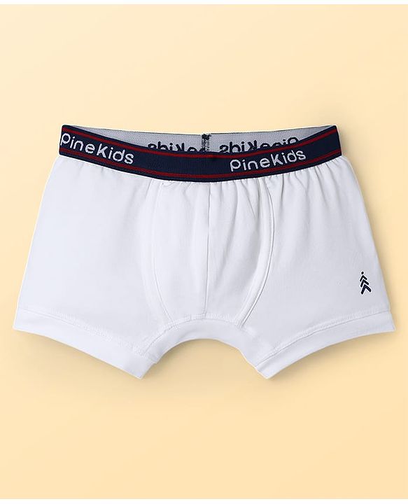 Pine Kids Cotton Elastane Knit Solid Colour Trunks Pack Of 3 (Colours May Vary)