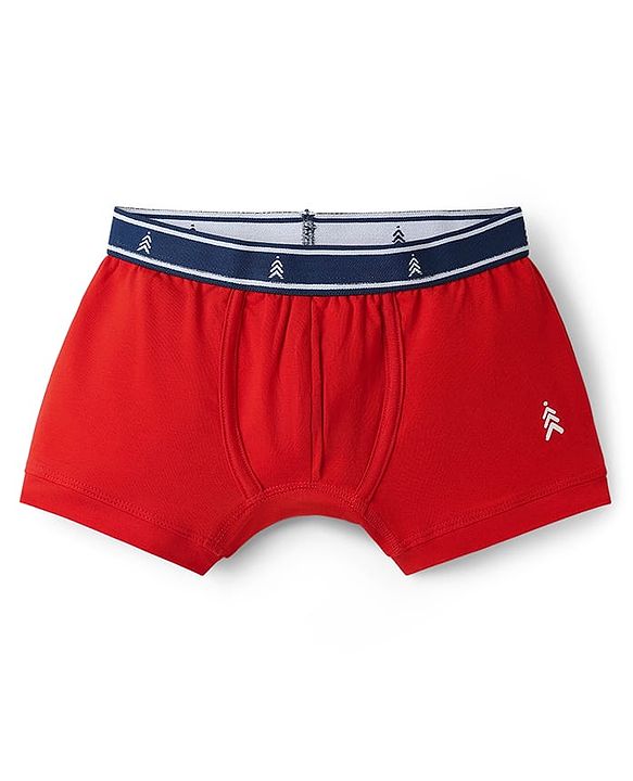 Pine Kids Cotton Elastane Knit Solid Colour Trunks Pack Of 3 - Light Blue Navy Blue & Red