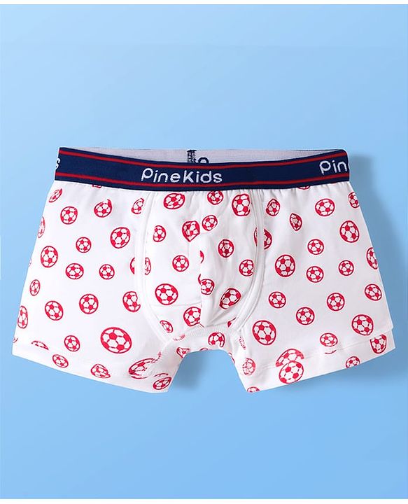Pine Kids Cotton Elastane Trunks with Football Print Pack of 3 (Color May Vary)