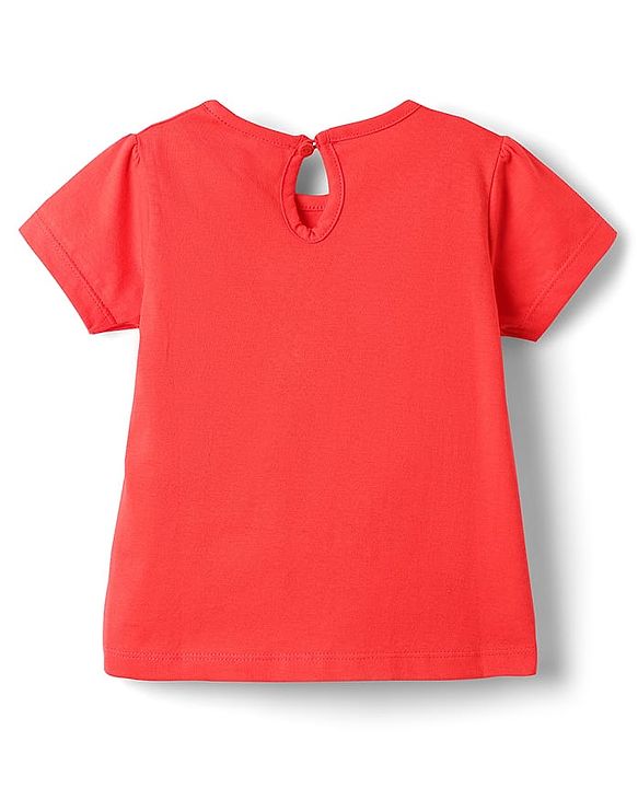 Babyhug 100% Cotton Knit Half Sleeves T-Shirt With Happy Days Text Print - Red