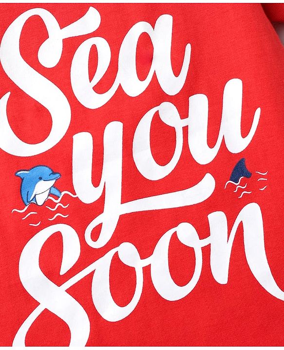 Babyhug 100% Cotton Knit Half Sleeves T-Shirts with Beach Theme Print & Stripes Pack of 7 - Multicolor