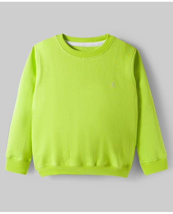 Pine Kids Knit Full Sleeves Solid Sweatshirt - Lime Green