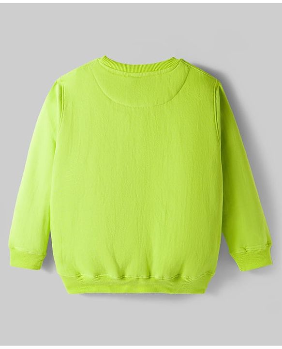 Pine Kids Knit Full Sleeves Solid Sweatshirt - Lime Green