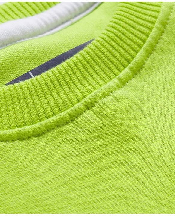 Pine Kids Knit Full Sleeves Solid Sweatshirt - Lime Green