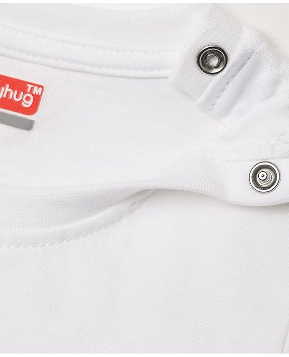 Babyhug Interlock Knit Half Sleeves T-Shirt & Shorts Set with Bear Embroidery - Light Blue & White