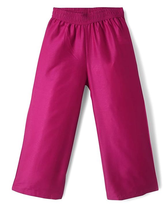 Pine Kids Woven Sleeveless Kurta Palazzo & Dupatta Set With Floral Embroidery & Sequin Detailing - Dark Pink