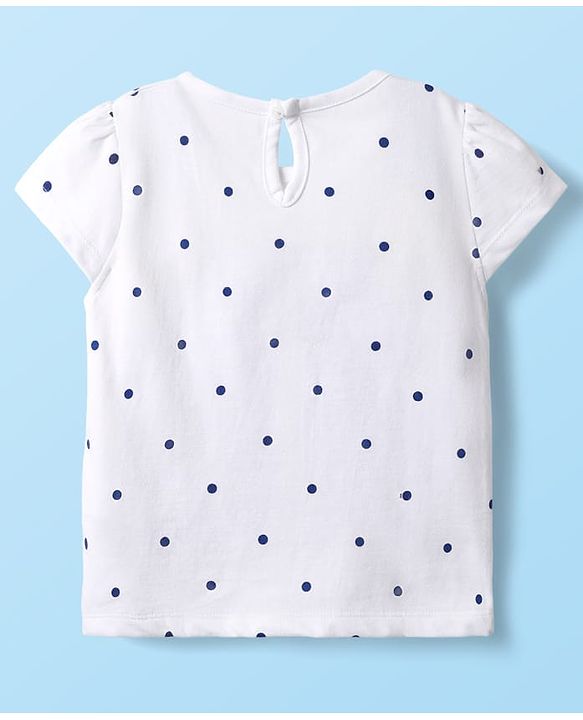 Babyhug Cotton Knit Half Sleeves Frock & Inner Tee with Polka Dot Print & Rainbow Design - Blue