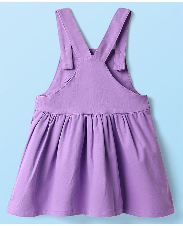 Babyhug Cotton Woven Frock & Half Sleeves Inner Tee With Sea Animals Print - Purple & White