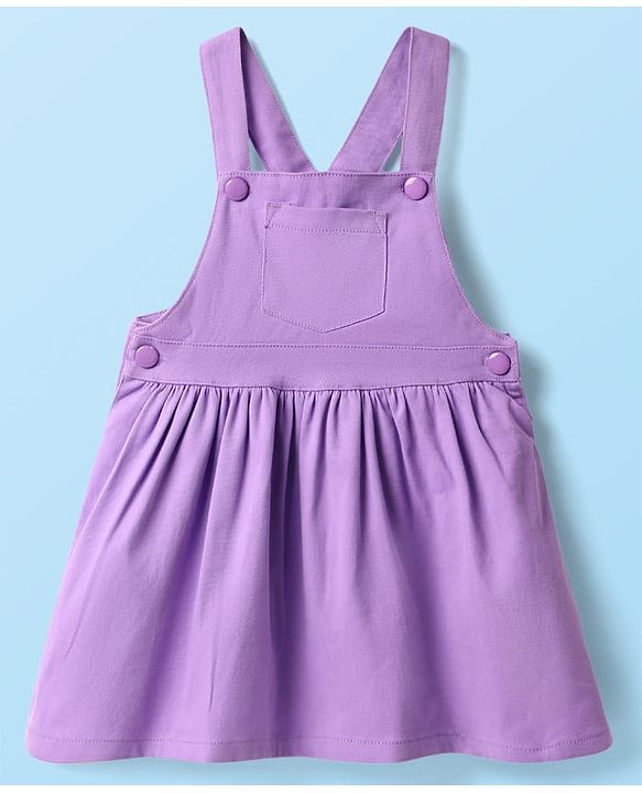 Babyhug Cotton Woven Frock & Half Sleeves Inner Tee With Sea Animals Print - Purple & White