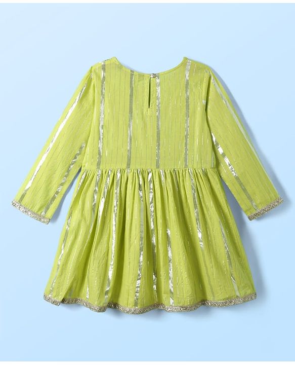 Pine Kids Woven Full Sleeves Kurta & Sharara Set With Dupatta With Lace Detailing - Yellow