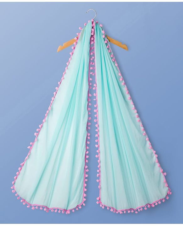 Pine Kids Woven Three Fourth Sleeves Kurta Churidar & Dupatta Set With Floral Embriodery - Lilac