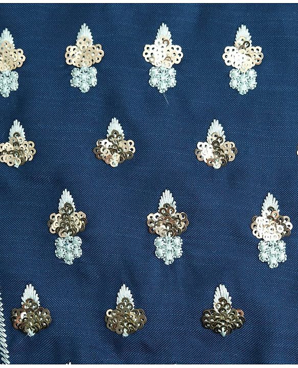 Pine Kids Woven Three Fourth Sleeves Kurti Chudidar Set with Dupatta & Floral Embroidery & Sequin Detailing - Navy Blue