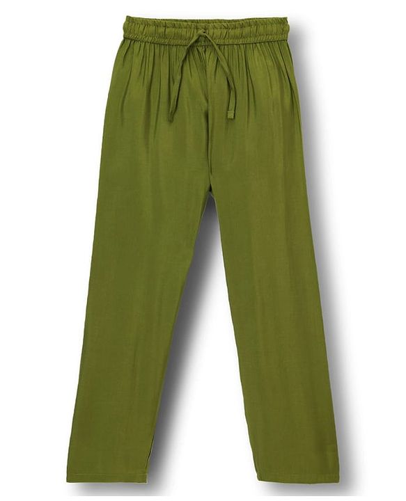 Pine Kids Woven Full Sleeves Kurta Pajama Set with Ethnic Jacket & Floral Print - Olive Green