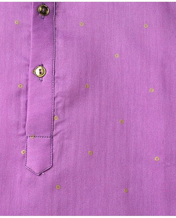 Pine Kids Woven Full Sleeves Kurta Pajama Set With Ombre Effect & Foil Print - Lilac