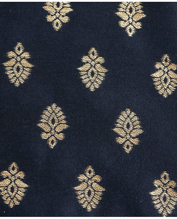 Pine Kids Woven Full Sleeves Kurta Pajama Set with Motif Print - Navy Blue