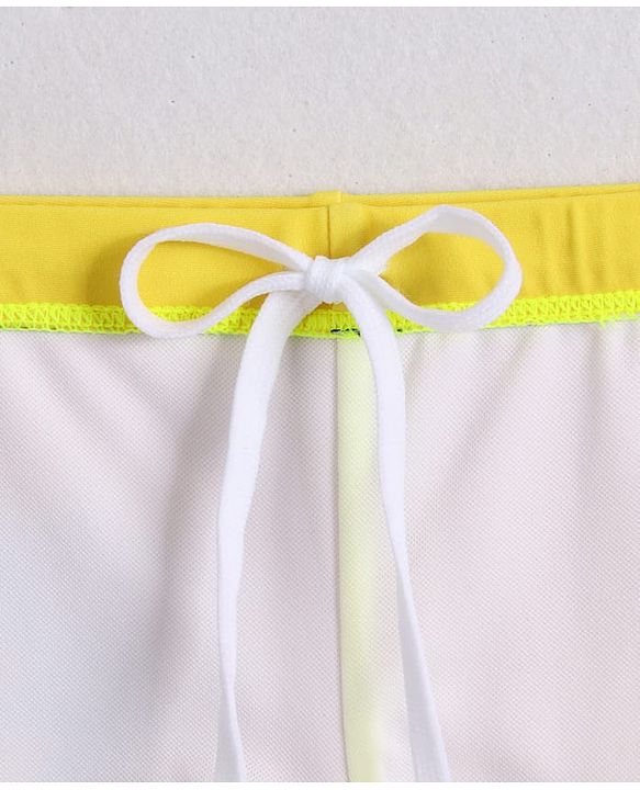 Babyhug Half Raglan Sleeves Two Piece Swimsuit With Dino Print & Cap - Yellow