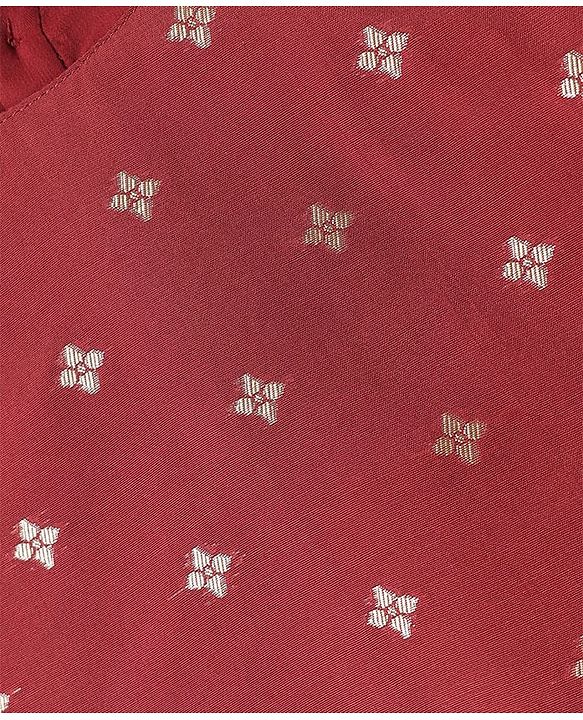 Pine Kids Woven Half Sleeves Choli Lehenga & Dupatta Set With Floral Print - Red