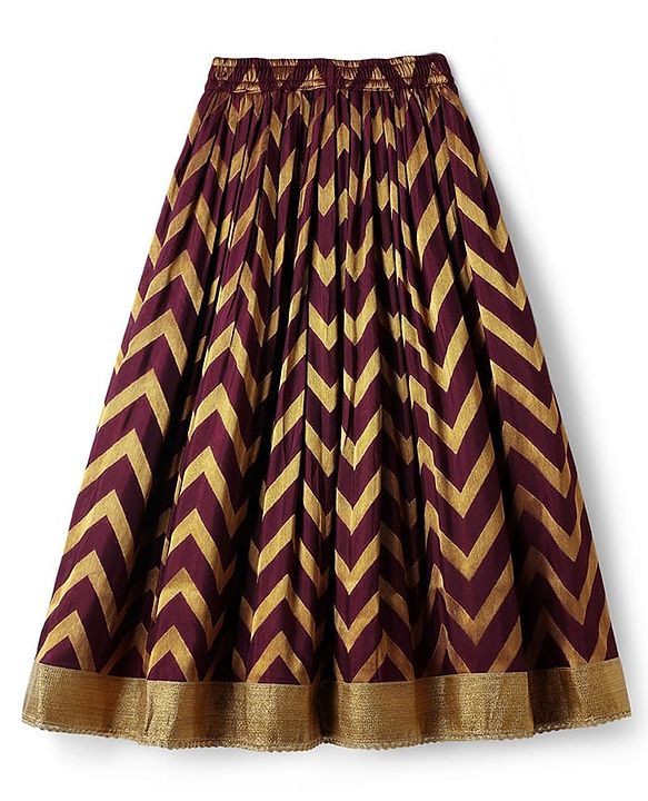 Pine Kids Woven Half Sleeves Choli Lehenga Set with Dupatta & Zari Detailing - Wine