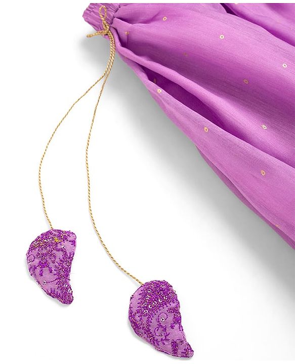 Pine Kids Woven Sleeveless Embroidered Choli Lehenga Set with Dupatta - Pink & Purple
