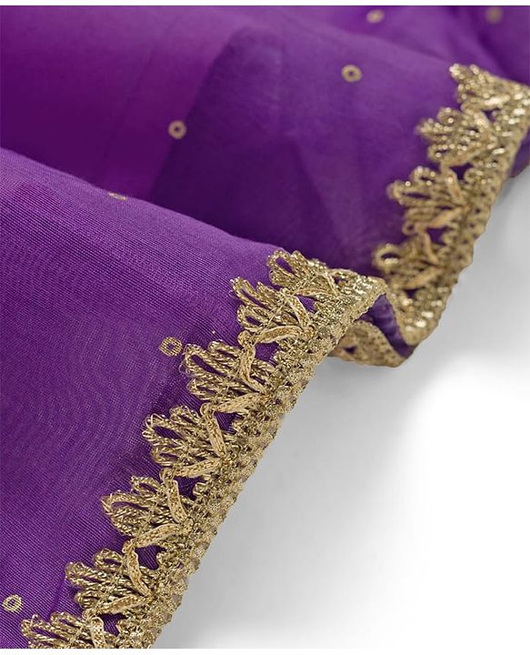 Pine Kids Woven Sleeveless Embroidered Choli Lehenga Set with Dupatta - Pink & Purple