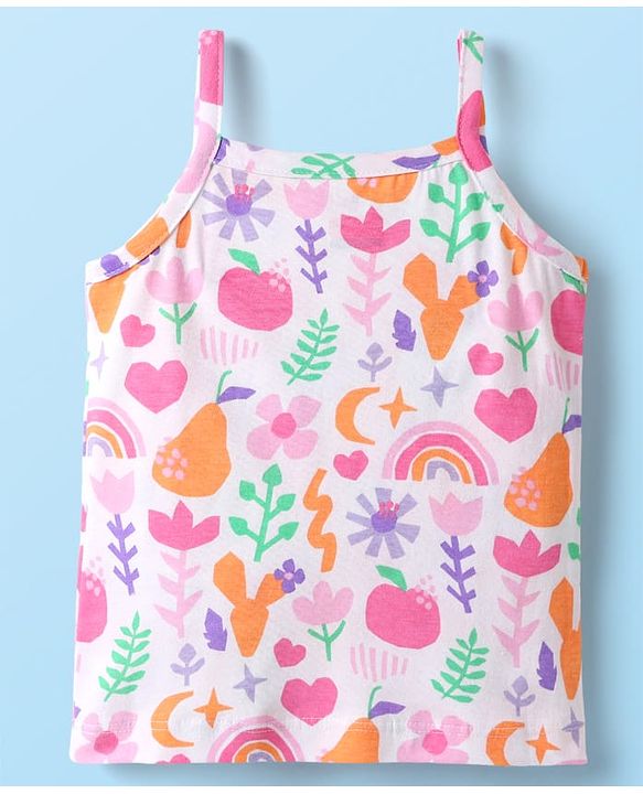 Babyhug 100% Cotton Antibacterial Slips With Floral & Hearts Print Pack Of 3 - Dark Pink Yellow & Light Pink