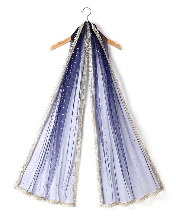 Pine Kids Woven Sleeveless Choli Lehenga Set with Dupatta Print Embroidery & Sequin Detailing - Navy Blue