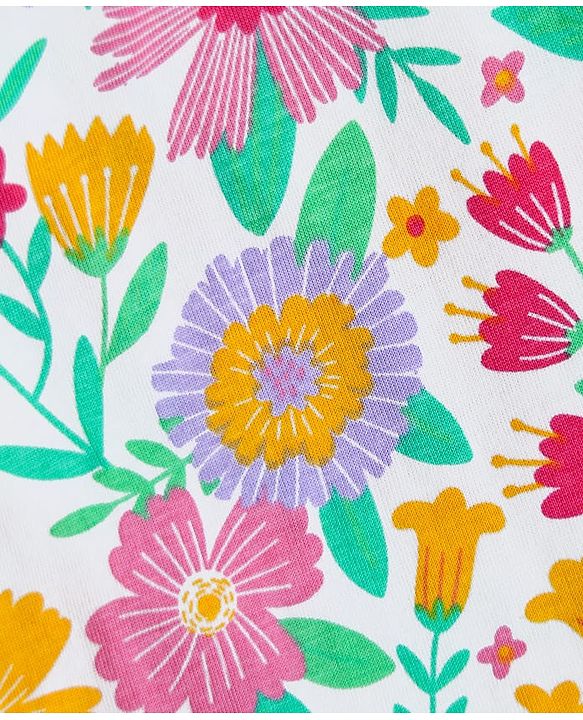 Babyhug 100% Cotton Single Jersey Knit Antibacterial Sleeveless Slips With Floral Print Pack Of 3 - Yellow Pink & White