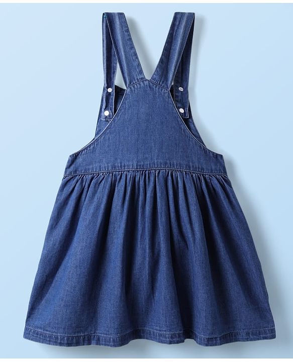 Babyhug  Cotton Knit Half Sleeves Inner T-Shirt & Frock with Cupcake Embroidery & Heart Print - Blue & White
