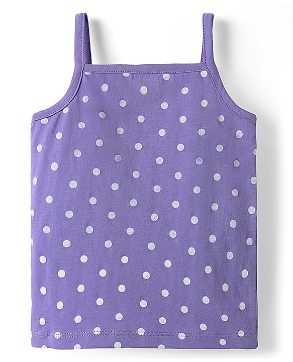 Babyhug 100% Cotton Knit Sleeveless Antibacterial Slips with Floral & Polka Dots Print Pack of 3 - Pink White & Lilac