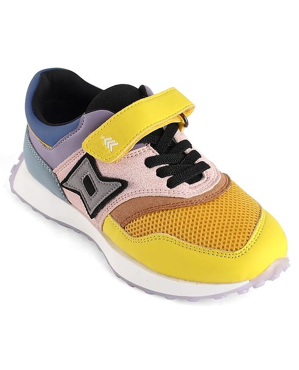 Pine Kids Velcro Closure Sneaker - Pink & Yellow